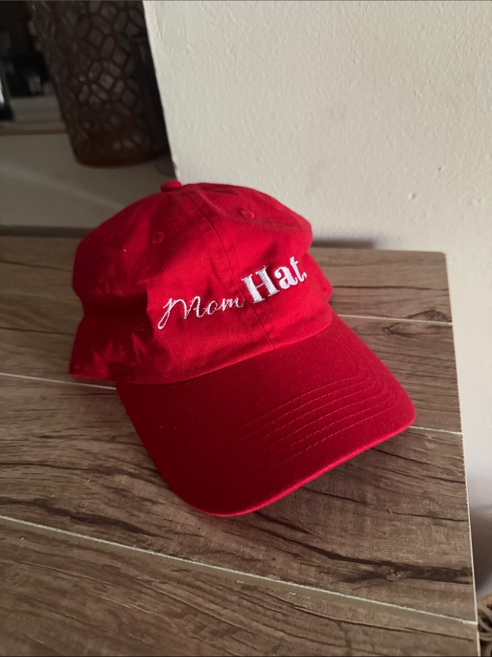 Red "Mom Hat" Embroidered Baseball Cap